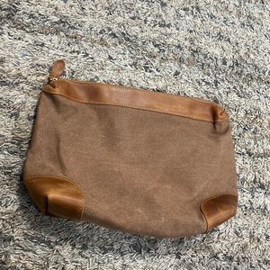 S-Zone cowhide, leather trim canvas unisex toiletry bag